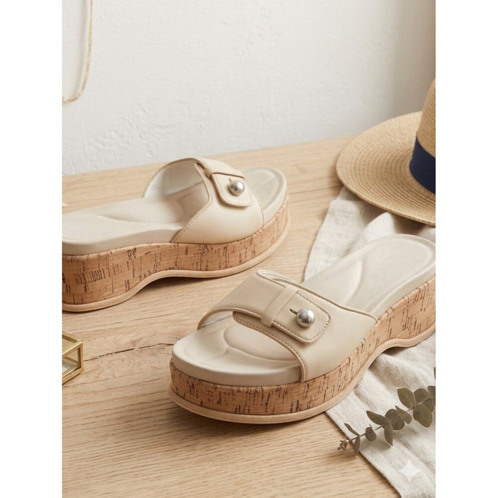 Rag & Bone Sommer Platform Slide Sandals Leather Cork Wedge 38
